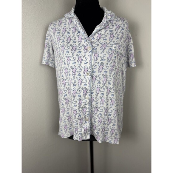 Roller Rabbit Other - Roller Rabbit Pajama Top Womens Large Monkey Print Pima Cotton Button Front